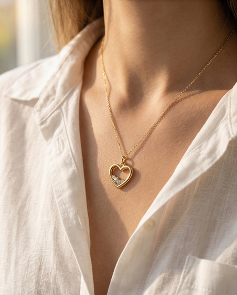 Diamond Heart Earring Charm — 14K Yellow Gold