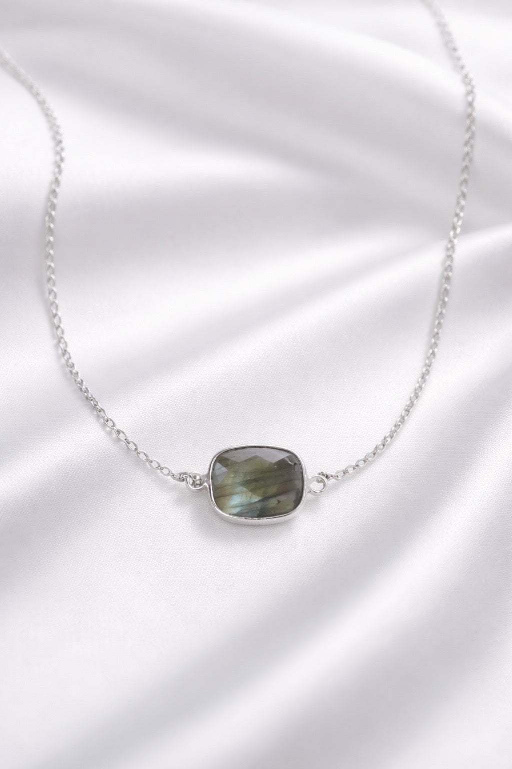 East West Labradorite Necklace — Sterling Silver