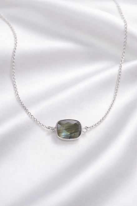 East West Labradorite Necklace — Sterling Silver