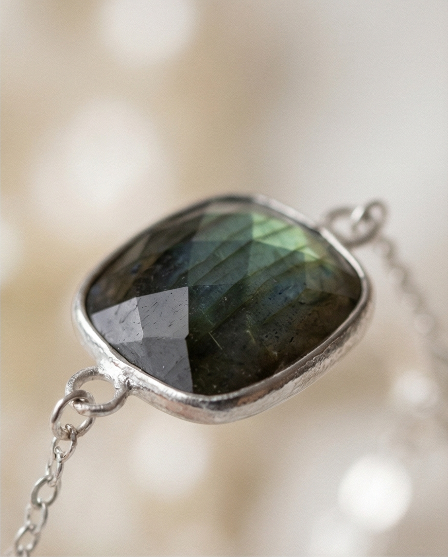 East West Labradorite Necklace — Sterling Silver