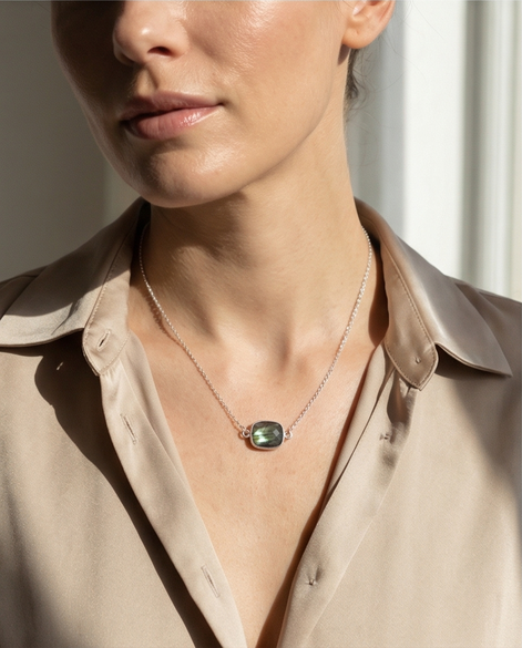 East West Labradorite Necklace — Sterling Silver