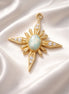 Natural White Opal & .05 CTW Natural Diamond Star Earring Charm — 14K Yellow Gold