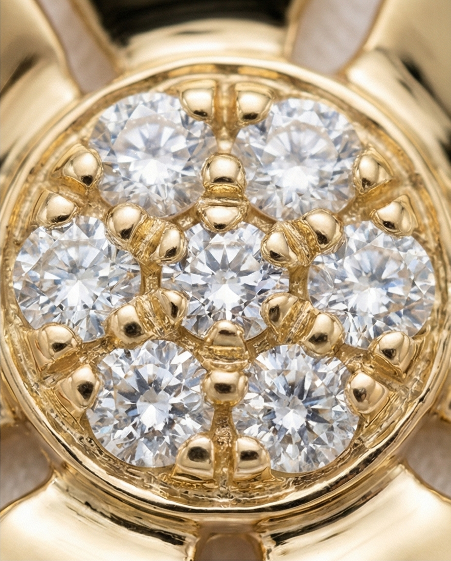 Diamond Flower Dangle — 14K Yellow Gold
