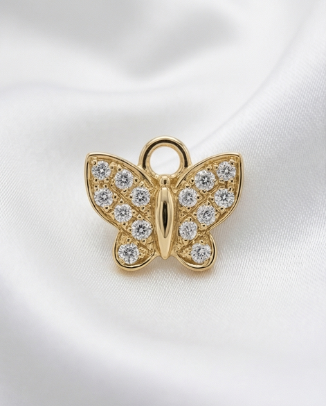 Diamond Butterfly Earring Charm — 14K Yellow Gold