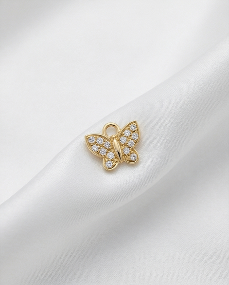 Diamond Butterfly Earring Charm — 14K Yellow Gold
