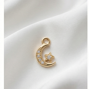 Diamond Moon & Star Dangle — 14K Yellow Gold