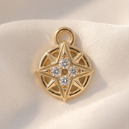Diamond Compass Dangle — 14K Yellow Gold