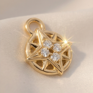 Diamond Compass Dangle — 14K Yellow Gold
