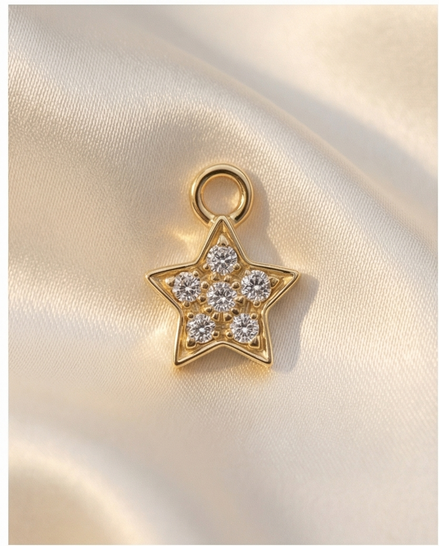Diamond Star Earring Charm — 14K Yellow Gold