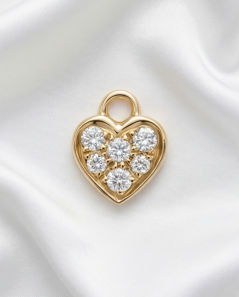 Diamond Heart Earring Charm — 14K Yellow Gold