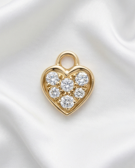 Diamond Heart Earring Charm — 14K Yellow Gold