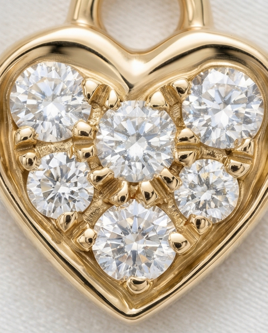 Diamond Heart Earring Charm — 14K Yellow Gold
