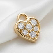Diamond Heart Earring Charm — 14K Yellow Gold