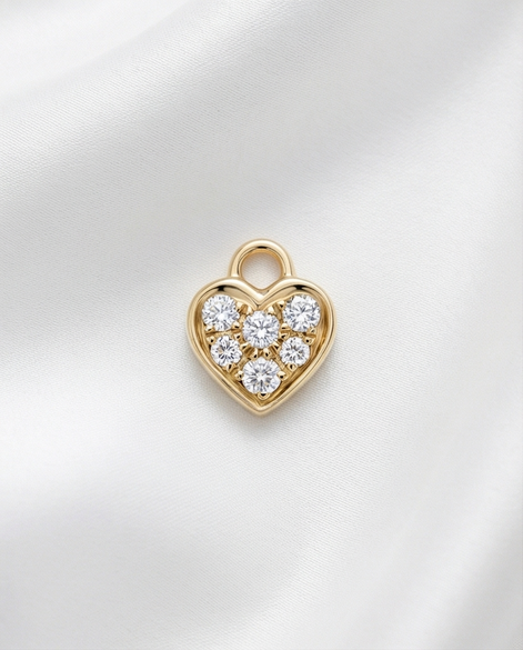 Diamond Heart Earring Charm — 14K Yellow Gold