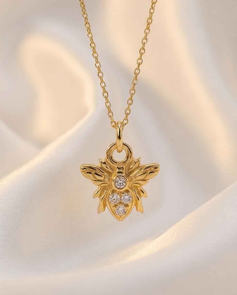 Diamond Bee Earring Charm — 14K Yellow Gold