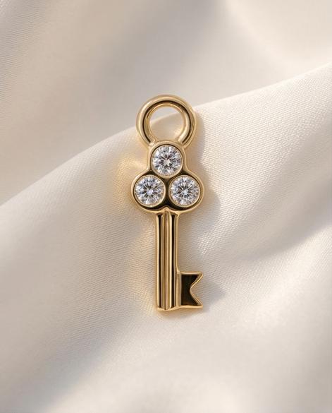 Diamond Key Dangle — 14K Yellow Gold