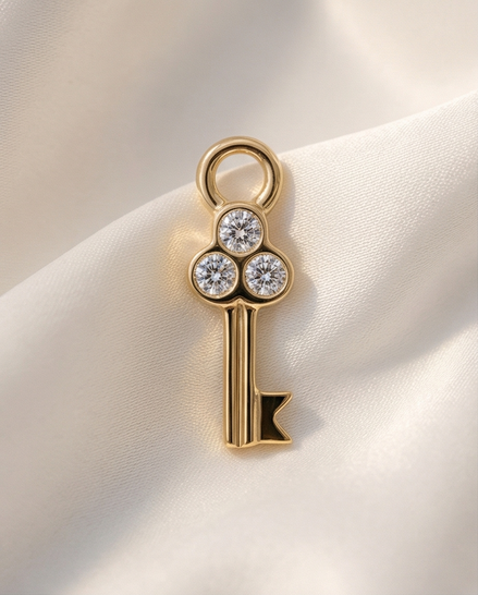 Diamond Key Dangle — 14K Yellow Gold