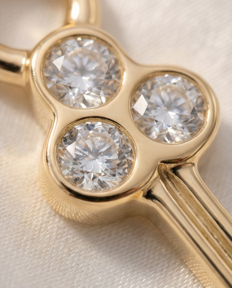 Diamond Key Dangle — 14K Yellow Gold