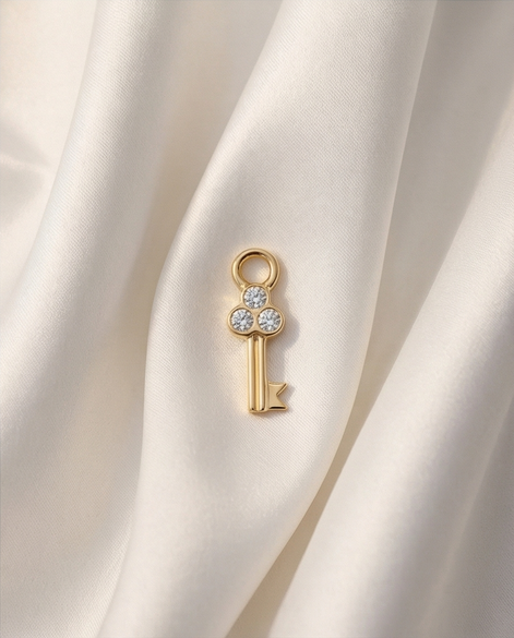 Diamond Key Dangle — 14K Yellow Gold