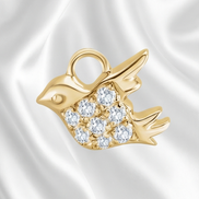 Diamond Bird Earring Charm — 14K Yellow Gold