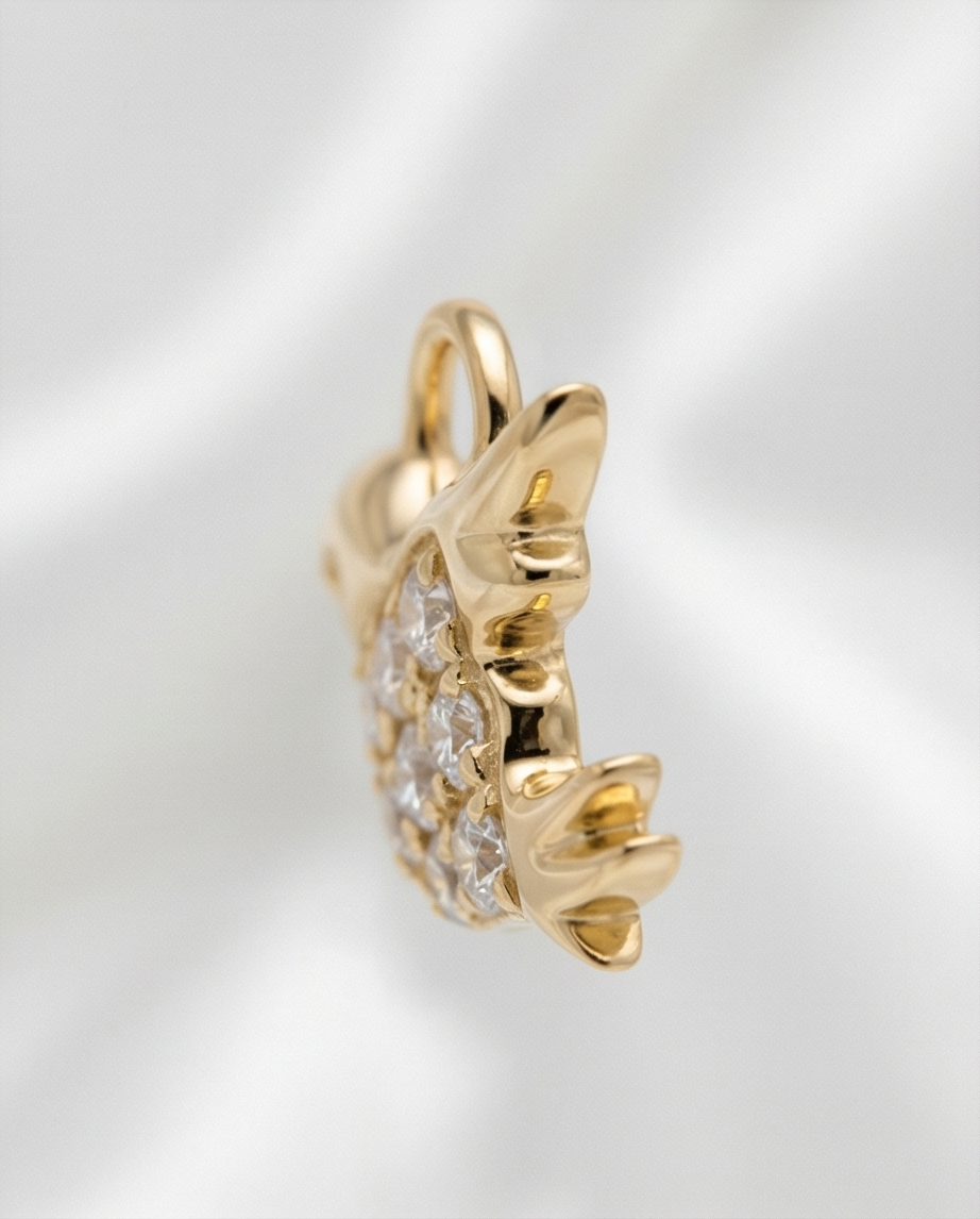 Diamond Bird Earring Charm — 14K Yellow Gold