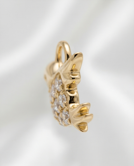 Diamond Bird Earring Charm — 14K Yellow Gold