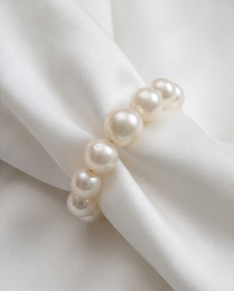 Freshwater Pearl Flexible Ring — Sterling Silver