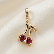 Mozambique Garnet Cherry Charm — 14K Yellow Gold