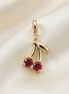 Mozambique Garnet Cherry Charm — 14K Yellow Gold