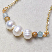 Argentinian Blue Calcite & Pearl Necklace — 14K Gold-Filled