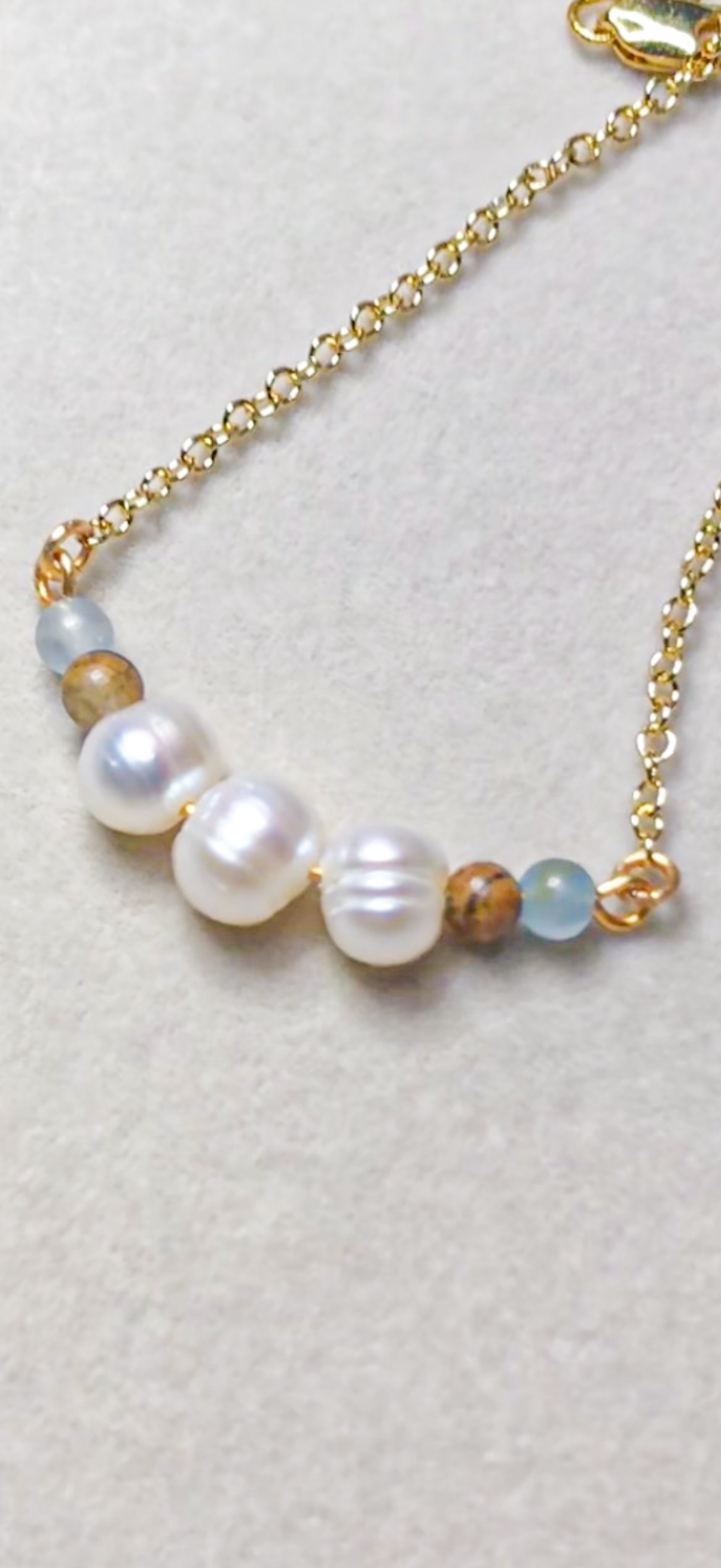 Argentinian Blue Calcite & Pearl Necklace — 14K Gold-Filled