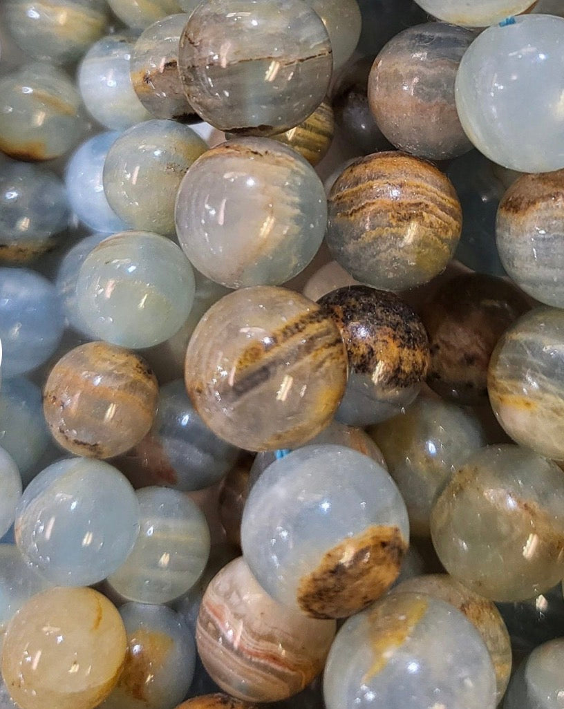 Argentinian Blue Calcite & Pearl Necklace — 14K Gold-Filled