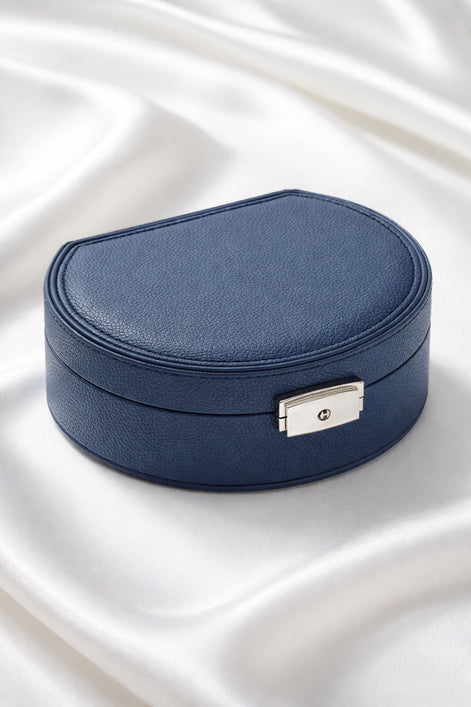 Navy Matte Leatherette Lock & Key Travel Case