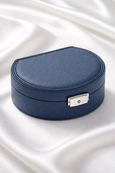 Navy Matte Leatherette Lock & Key Travel Case