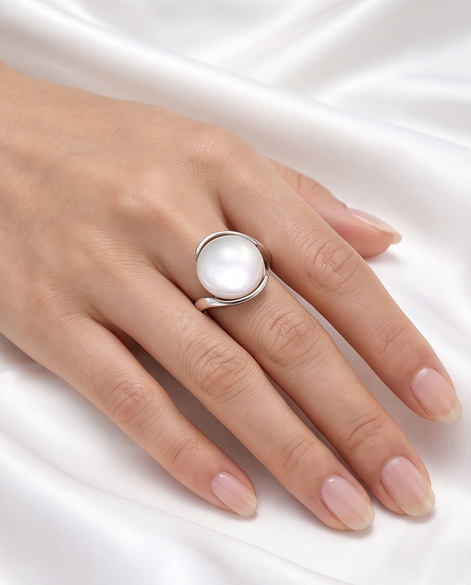 Pearl Coin Ring — Sterling Silver