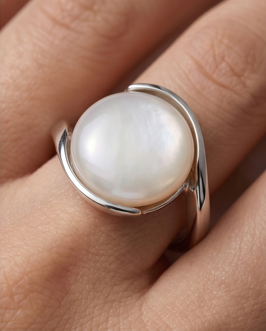 Pearl Coin Ring — Sterling Silver