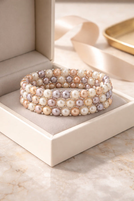 Aurora Blush Pearl Bracelet — Sterling Silver