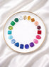 Circle of Rainbow Gemstones Porcelain Jewelry Dish with Gold Trim
