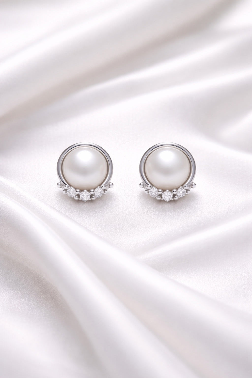 Aurielle Akoya Pearl & Diamond Earrings — Sterling Silver