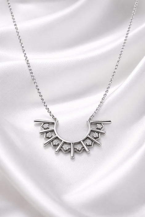 Solenne Arc Diamond Necklace — Sterling Silver