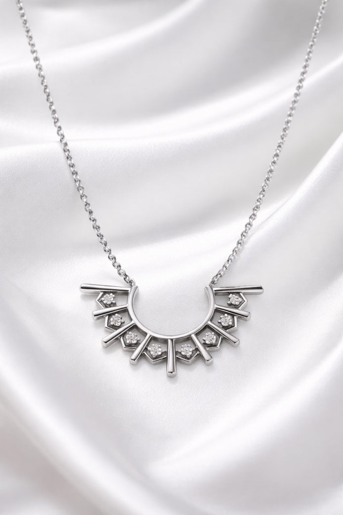 Solenne Arc Diamond Necklace — Sterling Silver