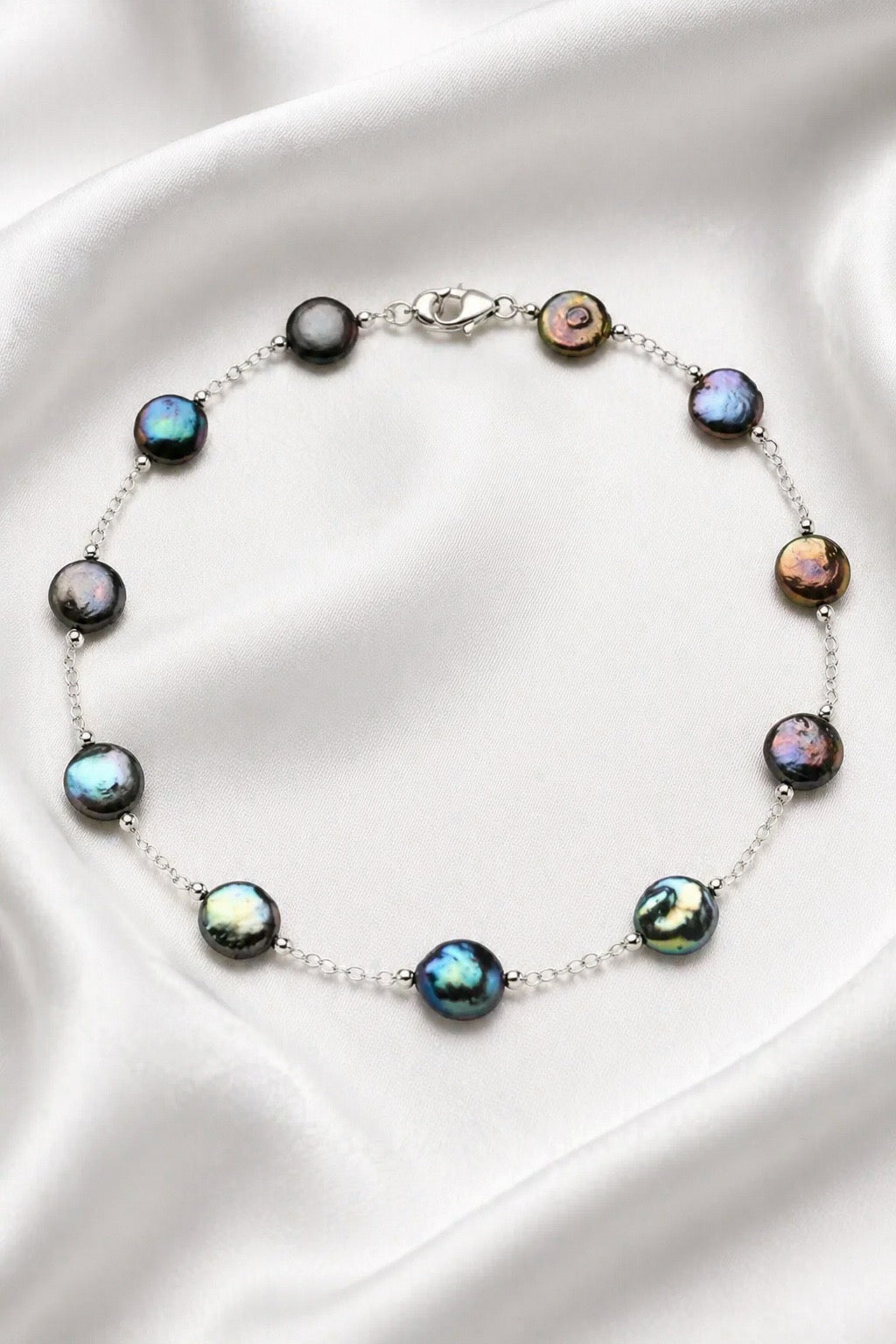 Becoming Tide Coin Pearl Necklace — Sterling Silver