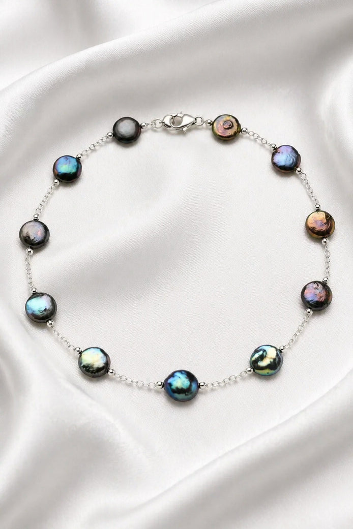 Becoming Tide Coin Pearl Necklace — Sterling Silver
