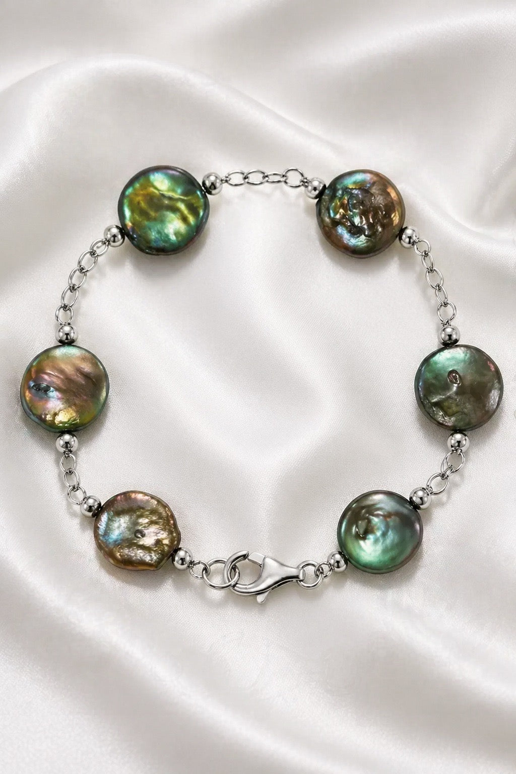 Becoming Tide Coin Pearl Bracelet — Sterling Silver