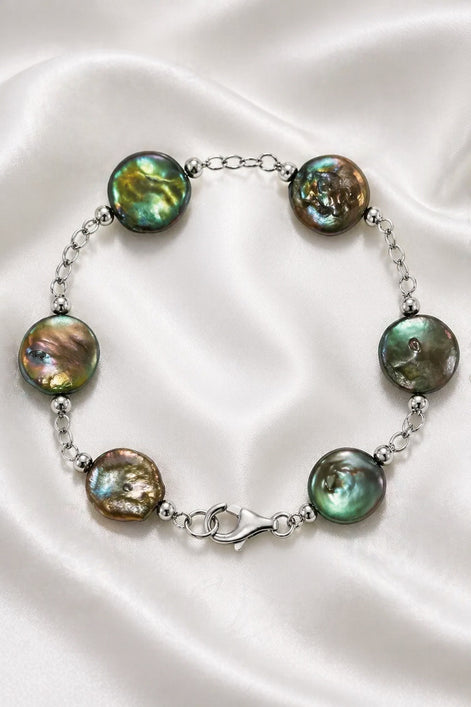 Becoming Tide Coin Pearl Bracelet — Sterling Silver