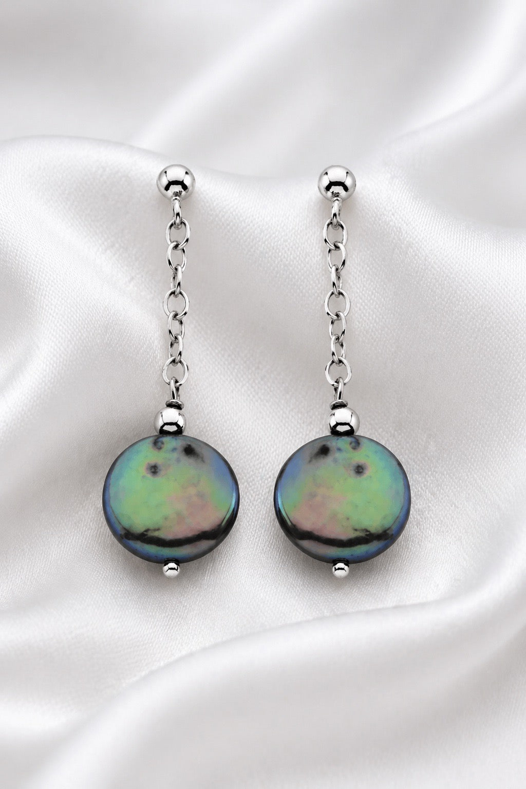Becoming Tide Coin Pearl Earrings — Sterling Silver