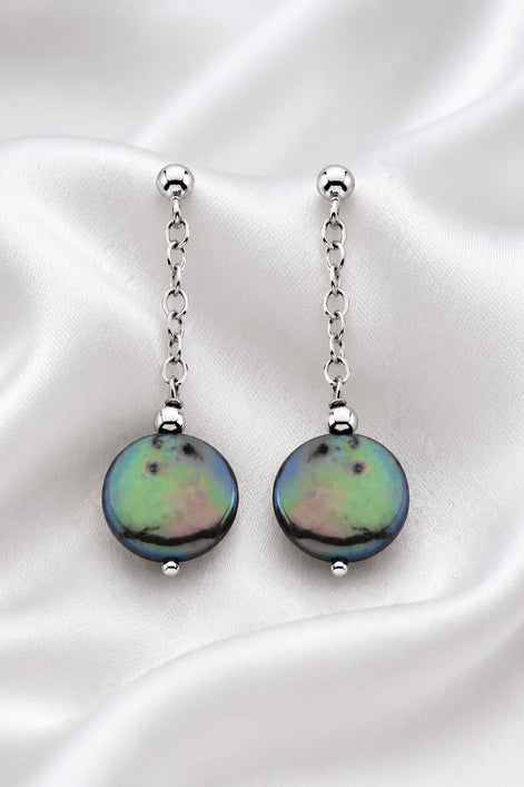 Becoming Tide Coin Pearl Earrings — Sterling Silver