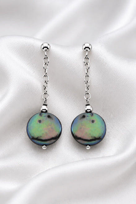 Becoming Tide Coin Pearl Earrings — Sterling Silver