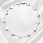 Becoming Tide White Coin Pearl Necklace — Sterling Silver