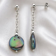 Becoming Tide Coin Pearl Earrings — Sterling Silver